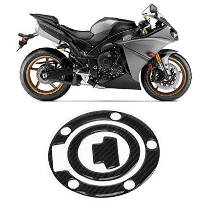 Waterproof Carbon Fiber Motorcycle Gas Tank Cap Sticker, Black Round Single Use Protector for YMH YZF R1, R6, FZ1, FZ6, FZ1000, FJR1300