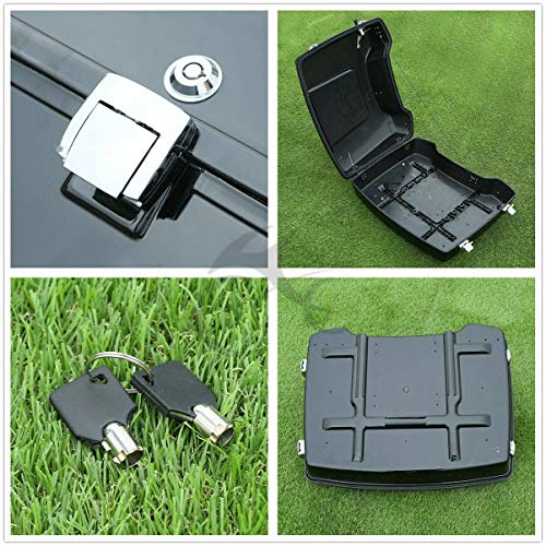 TCMT 5.5" Razor Motorcycle Trunk & Chrome Plate Fit For Harley Touring 1997-2013 Road King Road Glide Street Glide Electra Glide Pack - color: Chrome Lacthes Trunk+Base Plate