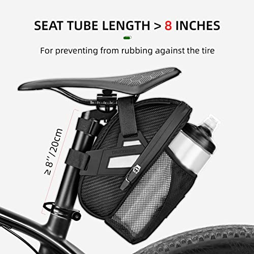 ROCKBROS Bike Saddle Bags with Water Bottle Pouch Waterproof Bike Bags Under Seat Pack for Mountain Road Bike Saddle Bag Bicycles Storage Bag 1.6L - color: Black Green