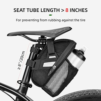 ROCKBROS Bike Saddle Bags with Water Bottle Pouch Waterproof Bike Bags Under Seat Pack for Mountain Road Bike Saddle Bag Bicycles Storage Bag 1.6L - color: Black Green