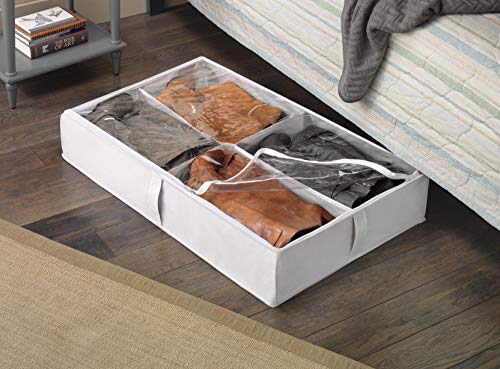 Whitmor Underbed Boot Bag, 4 Section, White - color: White, size: 23"L x 37"W x 6"H, style: UNDERBED BOOT BAG - SINGLE