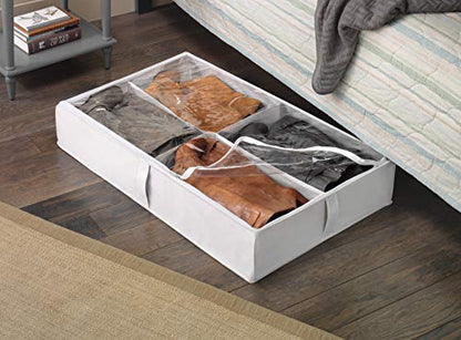 Whitmor Underbed Boot Bag, 4 Section, White (Pack of 6) - color: White, size: 23"L x 37"W x 6"H (Pack of 6), style: UNDERBED BOOT BAG - SINGLE
