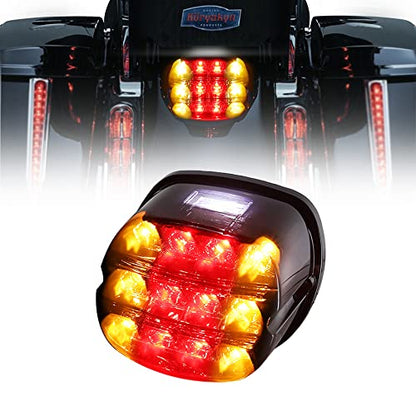 Black Yellow turn signal LED Tail Light Upgrade HD Tail Lights Assemblies for Harley Dyna Road King Electra Glide Street Bob Touring, harley davidson parts led lights for motorcycles - color: Yellow turn signal