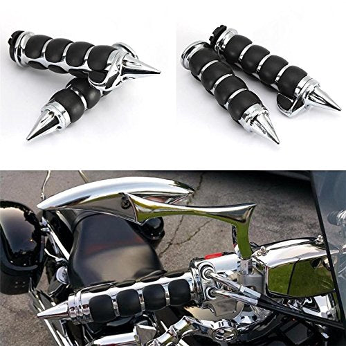 INNOGLOW Motorcycle Handlebar Grips 1 Pairs Hand Grips - color: Chrome Black-B(with Throttle Assist)