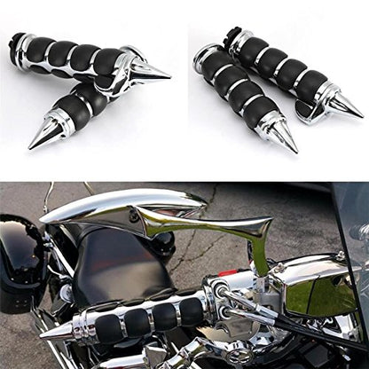 INNOGLOW Motorcycle Handlebar Grips 1 Pairs Hand Grips - color: Chrome Black-B(with Throttle Assist)