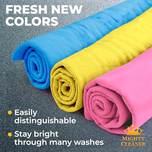 Premium 2pk +1 Free Shammy Cloth for Car Drying - 26"x17" - Super Absorbent Chamois Towel - Scratch-Free, Reusable & Soft Wash Cloth - Car Drying Towels - color: Pink, Blue, Yellow