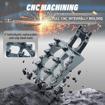 Dirt Bike Foot Pegs,Replaceable Footpegs CNC Machined Aluminum Wide Platform with Springs for CRF150R CRF250R CRF450R CRF250X CRF450X CRF300L CRF250L CR125 CR250 CRF1000L (Titanium) - color: Titanium