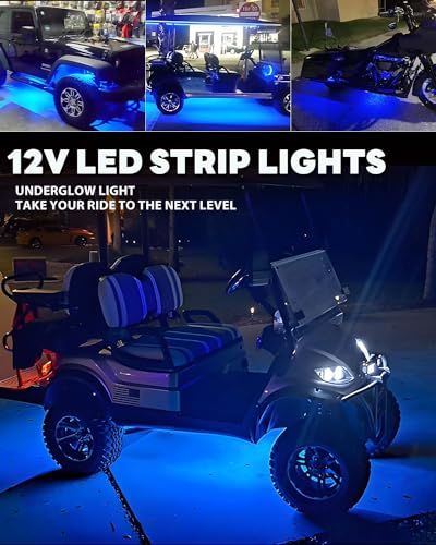 12V Led Light Strip 12.7" Waterproof Blue Led Light Strips for Car Golf Cart Motorcycles Truck Boat Led Strip Lights,Pack of 4 - color: Blue Led Light Strip