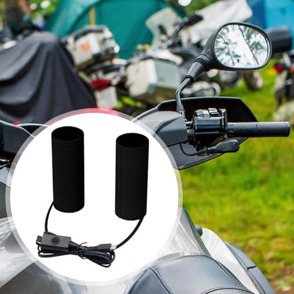 harayaa Motorcycle Heated Grips Cover Electric Handlebar Grip Heater Waterproof Wear Resistant Five Temperature Adjustable Smart Heating for Daily Commute