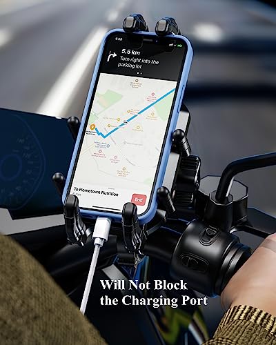 BRCOVAN Anti-Theft Motorcycle Phone Mount Holder with Vibration Dampener | with Secure Lock, Adjustable Size Handlebar Cellphone Cradle for Bike Bicycle Scooter ATV, Fit 5.4 - 7.2'' Smartphones