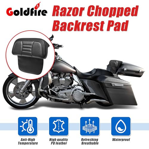 Goldfire Rear Trunk Backrest Pad Razor Chopped Backrest Pad Tour Pack Backrest Pad Fit for Harley Touring Models 2014-2025 Road King Street Glide Electra Glide, Black Woven - color: Black 1