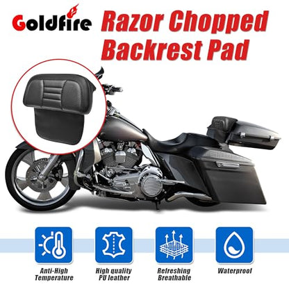 Goldfire Rear Trunk Backrest Pad Razor Chopped Backrest Pad Tour Pack Backrest Pad Fit for Harley Touring Models 2014-2025 Road King Street Glide Electra Glide, Black Woven - color: Black 1