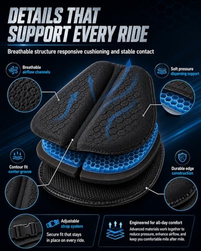 Motorcycle Seat Cushion Gel Pad Passenger Breathable Shock Absorption Waterproof 3D Honeycomb Rider Universal Long Rides Touring Comfort Anti Slip Pressure Relief Soft Durable Cover(Style B(2pcs)) - color: Style B(2pcs)