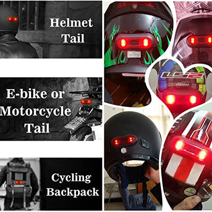 Bike Helmet Light, Motorcycle Helmet Brake Light/Bike Bicycle LED Safety Warning helmet Lights for Night Riding, Rechargeable Battery & IPX6 Waterproof