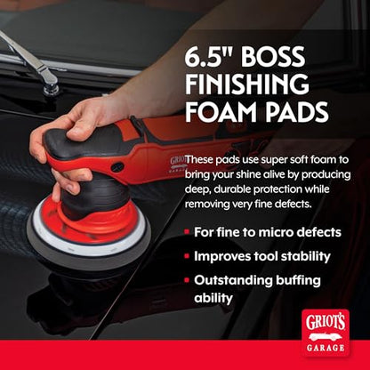 Griot's Garage BOSS 6.5" Fast Correcting Foam Pads for Car Polishing and Detailing, Buffing Pads for Moderate to Severe Scratch Removal, Set of 2 - size: 6.5 Inch Pads (Set of 2)