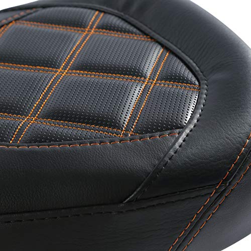 Low-Profile Driver Seat Pillion Leather Passenger Pad Seat Fit for Harley Street Glide Road Glide Road King Ultra Limited 2009-2023 - color: Seat Orange