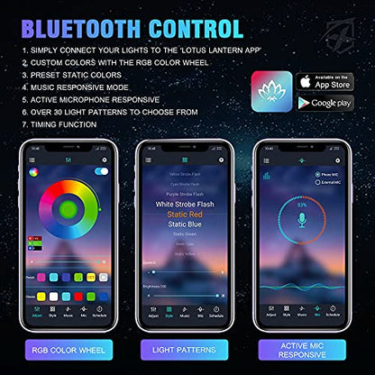Xprite Jeep Rock Lights 10 Pods Wide Angle Bluetooth RGB LED Rocklights Kit, Multicolor Neon Lighting Footwell Underglow Kits w/Wireless Remote, Compatible Off-Road Trucks Cars UTV ATV SUV RZR - color: Wide Housing, size: 10 Pods