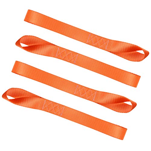 Soft Loops Tie Down Straps (4pk) 12,000lbs Max Strength 18"X1.7" Heavy Duty Motorcycle Tie Downs for use with Ratchet Strap - Secure Trailering of Motorcycles, Kayak, Jeep, ATV, UTV - color: orange-4Pack