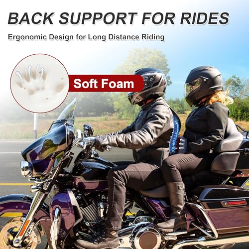 Motorcycle Quick Release Plug-in Driver Backrest Fit For Harley Touring Road King Glide 2009-2026 Adjustable Detachable Rider Pad with Mounting Kit (Black String)