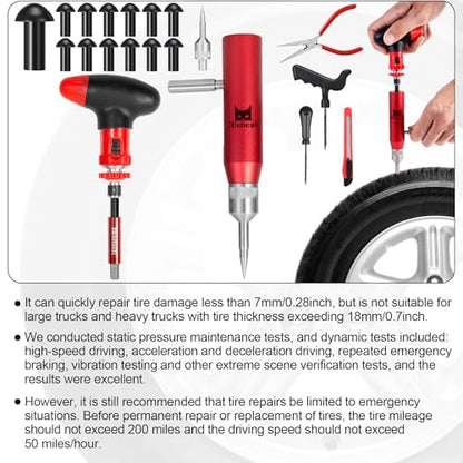 Richcat Tubeless Tire Puncture Repair Kit with Mushroom Plug, Repairs punctures and Flat Tires for Motorcycles, Cars, Trucks, ATVs and Tractors - size: 30pcs Mini Plug Kit