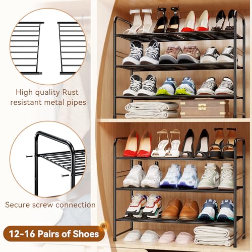 Simple Shoe Rack, 3 Tier Heavy Duty Metal Shoe Shelf 27 Inch Wide, Black - color: Black, size: 3 Tier(27 Inch)