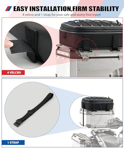 NICECNC Motorcycle Top Case Bag 20L Expandable, Multifunctional Motorcycle Luggage Tool Bag Compatible with BMW R1250GS R1200GS Adventure 2007-2013, R1200GS LC 2013-2017, F650 700 750 800 850GS,1PCS - color: Black-Top Case Bag