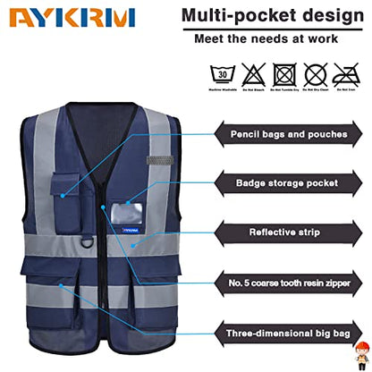A-SAFETY navy blue work vest - color: Navy, size: 3X-Large