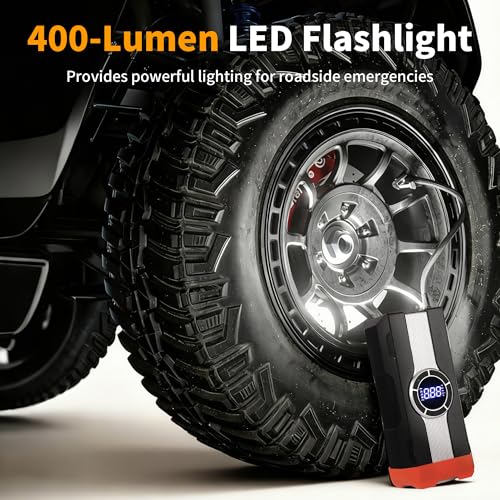 Portable Jump Starter with Air Compressor, 1000A 150PSI Car Battery Jump Starter, 12V Jump Box Car Battery Jumper Starter Portable with Tire Inflator, LED Lights (MOBE-C01)