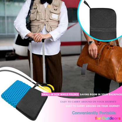 masteymoh Foldable Seat Cushion (15.7" x 11.8") Portable Gel Seat Cushion for Travel with Honeycomb Design, Portable Travel Cushion for Camping, Stadium, Garden, Park Bench or Airplane Seat - size: 15"x11.5"x1.15"