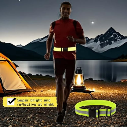 Reflective Safety Belt - Adjustable Military-Grade Elastic Strap for Running, Cycling, Motorcycle | High-Visibility Lime Green | Day & Night Protection (26"-50" Waist)