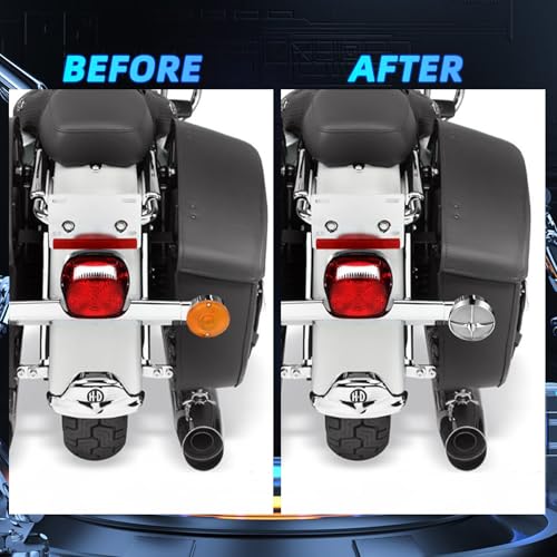 Motorcycle LED Turn Signals With 3 1/4" Clearf Lens Covers 2 Pack, 1156 Signal Contact Amber Turning Light Lamp Universal Fit Harley Softail Road King Street Glide Ultra Classic Accessories - color: 3 1/4" round Clear lenses with 1156 LED