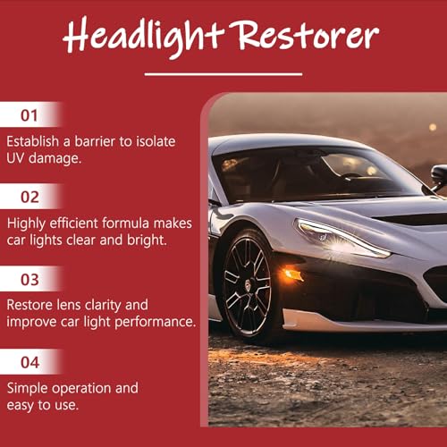 JUEJUEZI Premium Headlight Restoration Kit 100ml - 3-Step Cleaning Polish & Protective Coating for Foggy Yellowed Headlights, Long-Lasting UV Protection, DIY Car Lens Maintenance