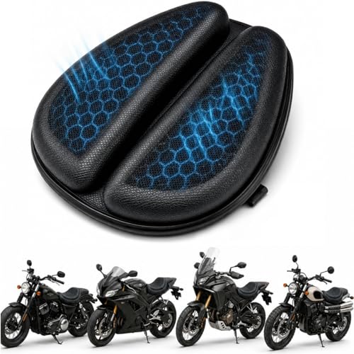 Motorcycle Seat Cushion, Gel Motorcycle Seat Cushion with 3D Honeycomb Design, Tailbone Pressure Relief, Shock Absorbing Non-Slip Comfort Pad, Universal Fit, 1 Pack