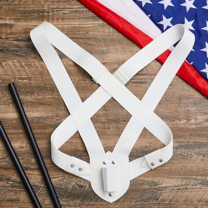 Jecery Double Strap Parade Flag Carrier Parade Harness Color Guard Flag Pole Holder Nylon Sling Carrying Belt for Parades(White) - color: White, style: Double Strap