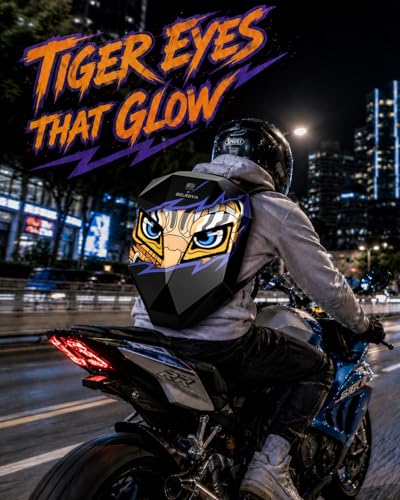 TIGER DONG 19-Inch LED Motorcycle Knight Backpack, App-Controlled DIY,Expandable Hard Shell Helmet Bag with Laptop Compartment, Riding Travel Backpack - color: Yellow and Black