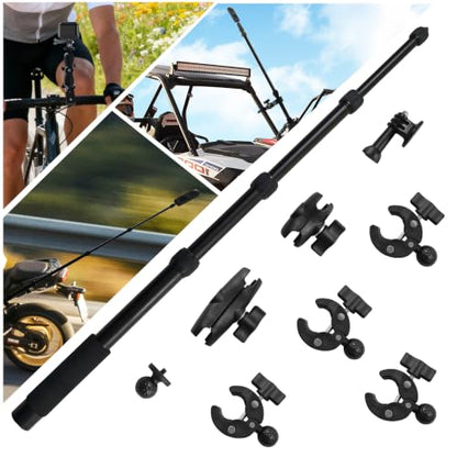 Motorcycle Mount for Insta 360 X5 X4 X3, for DJI Osmo & GoPro Cameras, Bike Handlebar Camera Mounts with 59" Invisible Selfie Stick Bundle Kit for Motorcycle Bike Riding