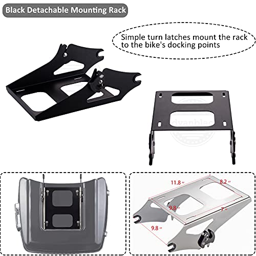 Advanblack US Stock Billiard Red King Tour Trunk Pack, Black Mount Bracket, Top Luggage Rack, Orange Trunk Pak Liners Fit for 09-Later Harley Touring, Road Glide, Street Glide Special, Electra Glide - color: Billiard Red