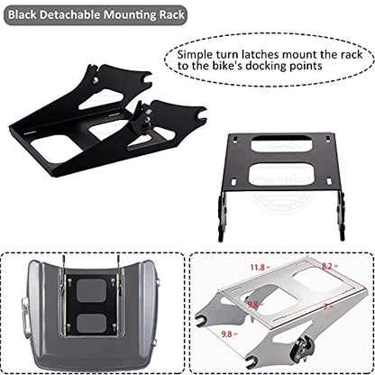Advanblack US Stock Billiard Red King Tour Trunk Pack, Black Mount Bracket, Top Luggage Rack, Orange Trunk Pak Liners Fit for 09-Later Harley Touring, Road Glide, Street Glide Special, Electra Glide - color: Billiard Red