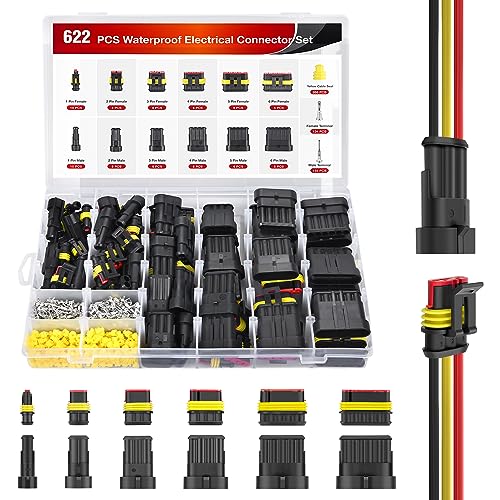 Nilight 622PCS 1 2 3 4 5 6 Pin Electrical Connector ‎Plug Male Female Terminal Wire Connectors Waterproof Quick Connect Set for Car Truck Motorcycle Marine Boat 43 Sets - size: 1-6Pin Connector 622Pcs