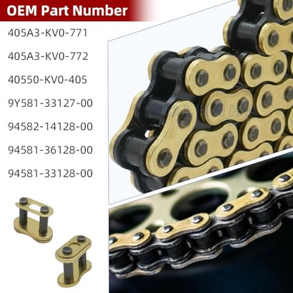 428H Drive Chain 128 Link with 6pcs Connecting Master Link Compatible with Motorcycle ATV Dirt Bike Seamless Small Tub with Chain Breaker - size: 128 Link