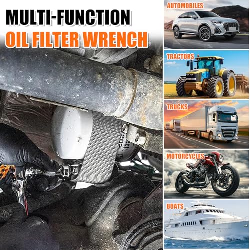 Oil Filter Strap Wrench - 1/2" Drive Filter Strap Wrench for Replace Auto Truck RV Motorcycle Oil Filter and Water Filter