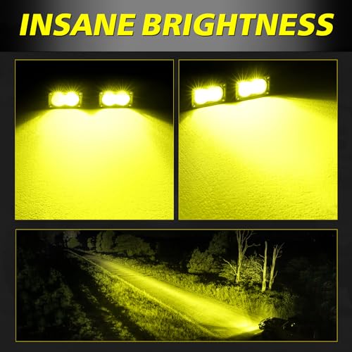 Yellow LED Pods, AKD Part 3 Inch Flood CREE LED Fog Lights 40W Yellow Small Chase Pod Lights Ditch Lights Off Road Driving Lights 2 Packs for Dirt Bike Motorcycle Truck UTV ATV SUV Surron - color: Yellow