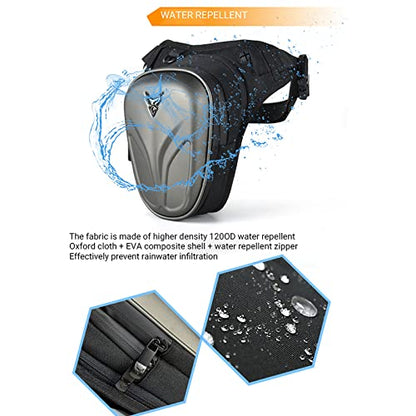 Motorcycle Leg Bag Waterproof Riding Waist Bag Messenger Bag Outdoor Casual Equipment PU+EVA Composite Shell Bag - color: Black