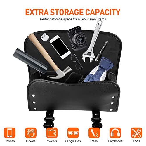 Motorcycle Fork Tool Bag for Front Fork Handlebar | Universal PU Leather Roll Bag Storage Pouch, Black