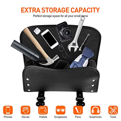 Motorcycle Fork Tool Bag for Front Fork Handlebar | Universal PU Leather Roll Bag Storage Pouch, Black