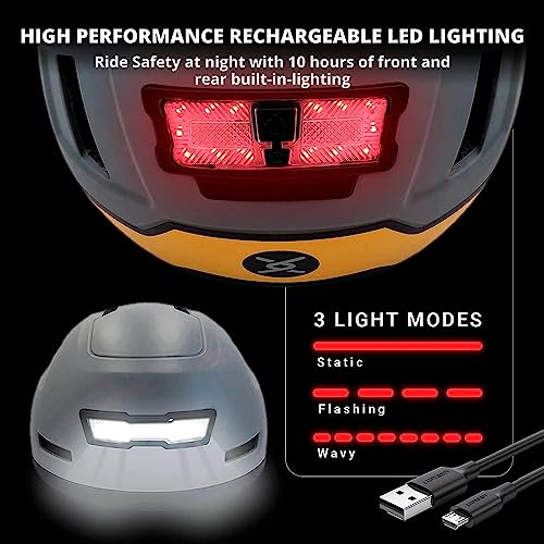 XNITO Bike Helmet with LED Lights - Urban Bicycle Helmet for Adults, Men & Women - CPSC & NTA-8776 Dual Certified - Class 3 E-Bikes, Scooters, Onewheel, Commuter, Mountain - color: Gull, size: X-Large