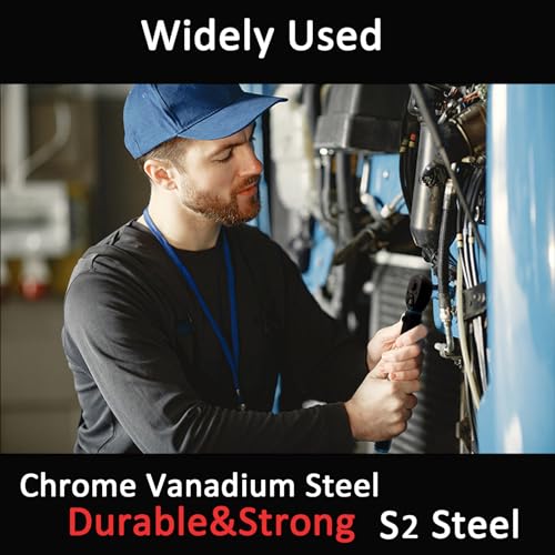 1/4-Inch Drive Click Torque Wrench Set, 44.3~221.3 IN.LB/5-25 N.m, ±3% Accuracy, 72-Tooth Dual Range Scales Adjustable Torque Wrench for Car Repair, Bike, Motorcycle