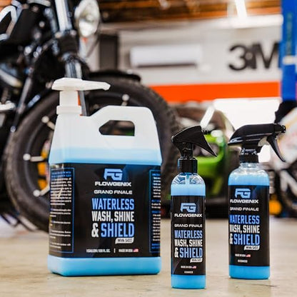 Flowgenix™ Waterless Car Wash Spray - Grand Finale - Motorcycle Cleaner & Car Wax Polish (1 Gal or 128 oz) - Ceramic Coating - Quick Detailer Spray to Make Your Vehicle Shine - color: Waterless Car Wash Spray (1 Gallon)