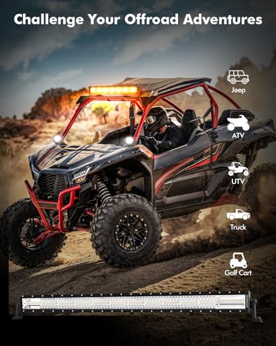 Auxbeam 6 Modes Amber White Series 50 Inch Curved LED Light Bar 288W Strobe Flash Warning Multi-Function Offroad Lighting Spot Flood Combo Driving Fog Lamp for Truck, Jeep, Boat, Car, 4x4 - color: 50" Curved