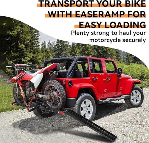 Heavy-Duty Steel Motorcycle Trailer Carrier with Loading Ramp, 600 Lbs Motorcycle Carrier Mount,Scooter Dirt Bike Trailer Hauler with Ratchet Straps and Stabilizer, for Car,Truck